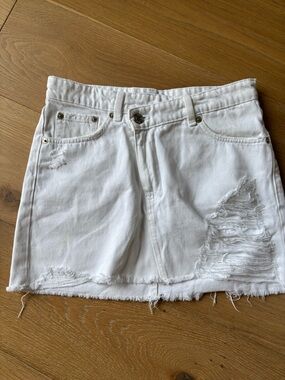 Zara White Denim skirt- Clean White Finish